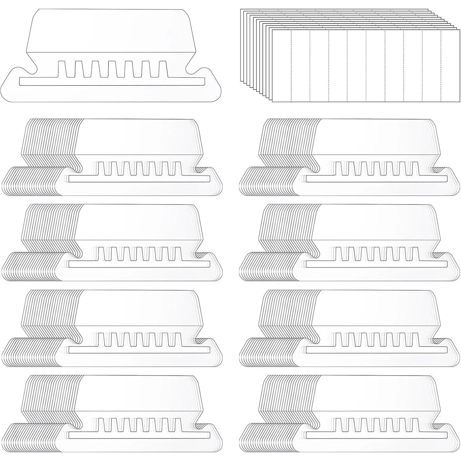 200 Pcs File Folder Tabs and 200 Pcs 2 Inch Hanging File Insert Labels, Transparent Plastic Folder Tabs for Hanging Folders Files