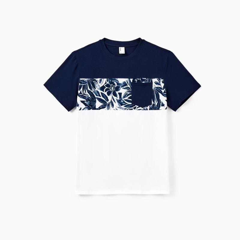 PatPat Family Matching Cotton Tee Flora Print Splicing Shirt or Tank Dresses