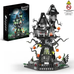 598 Pieces Vampire Treehouse Halloween Model, Interactive LED Light, Elegant Gift Box, Holiday Decor, Collectible Toy, Desk Ornament
