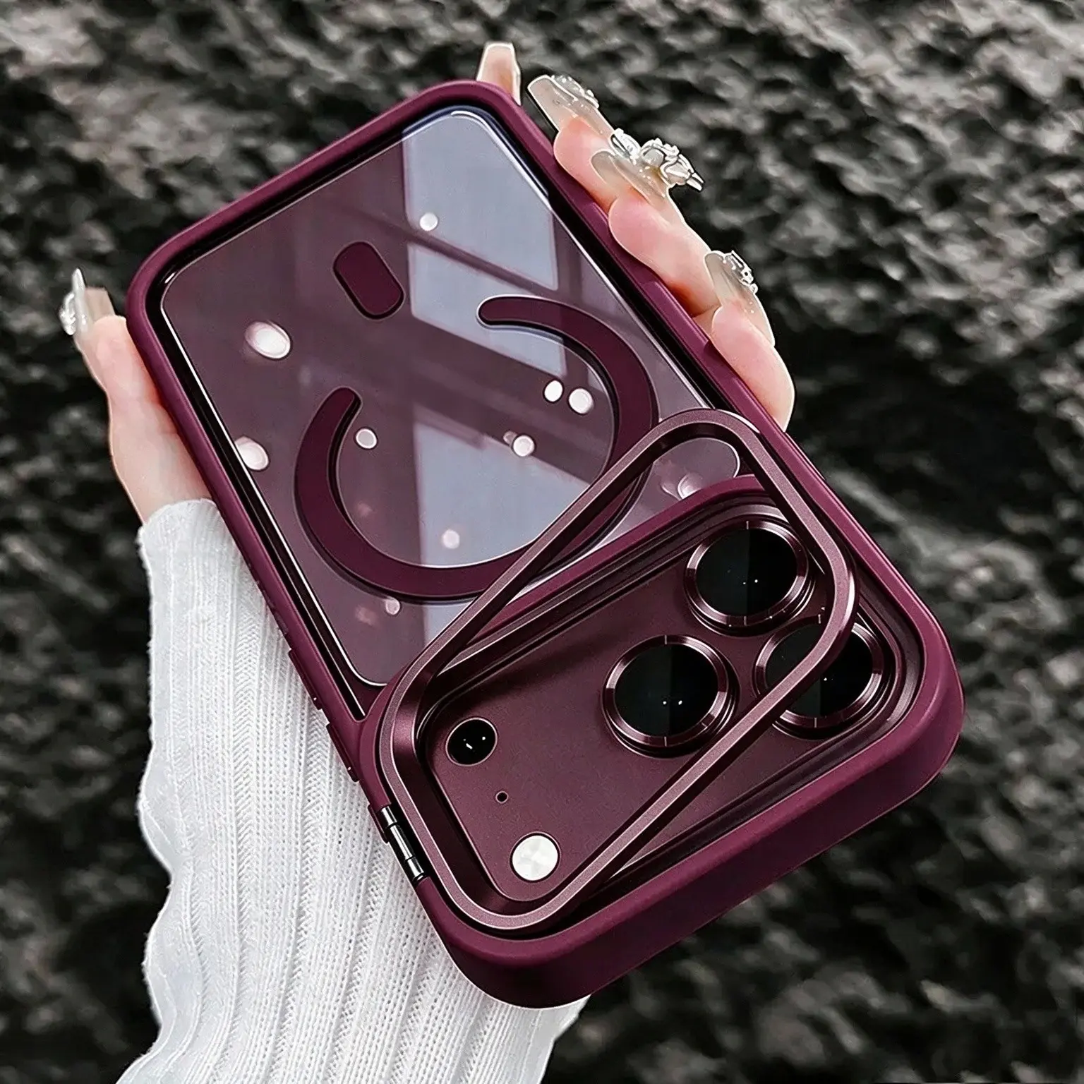 Luxury Magnetic Wireless Charging Metal Lens Bracket Transparent (Case And Lens Protector) Case for iPhone 18 Pro Max, 17 Pro Max, 16 Pro, 16 Plus, 15, 14, 13 Pro Max, 18Pro Acrylic Backboard Shockproof Armor Clear Cover