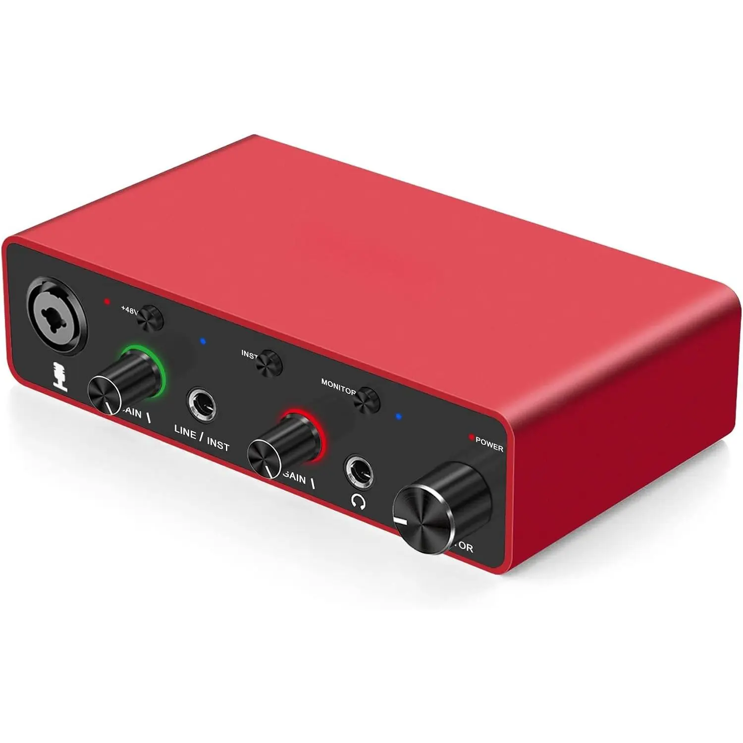 USB Audio Interface (24Bit/192kHz)+48V Phantom Power for  Recording Podcasting and Streaming Plug and Play Noise-Free  XLR Audio Interface for PC No Software Included