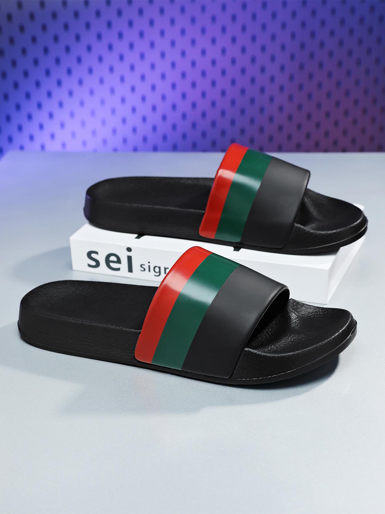 Trendy brand slippers for men to wear outside in summer, anti-slip and wear-resistant, outdoor casual beach cooling slippers, home bathroom bathing one-line slippers