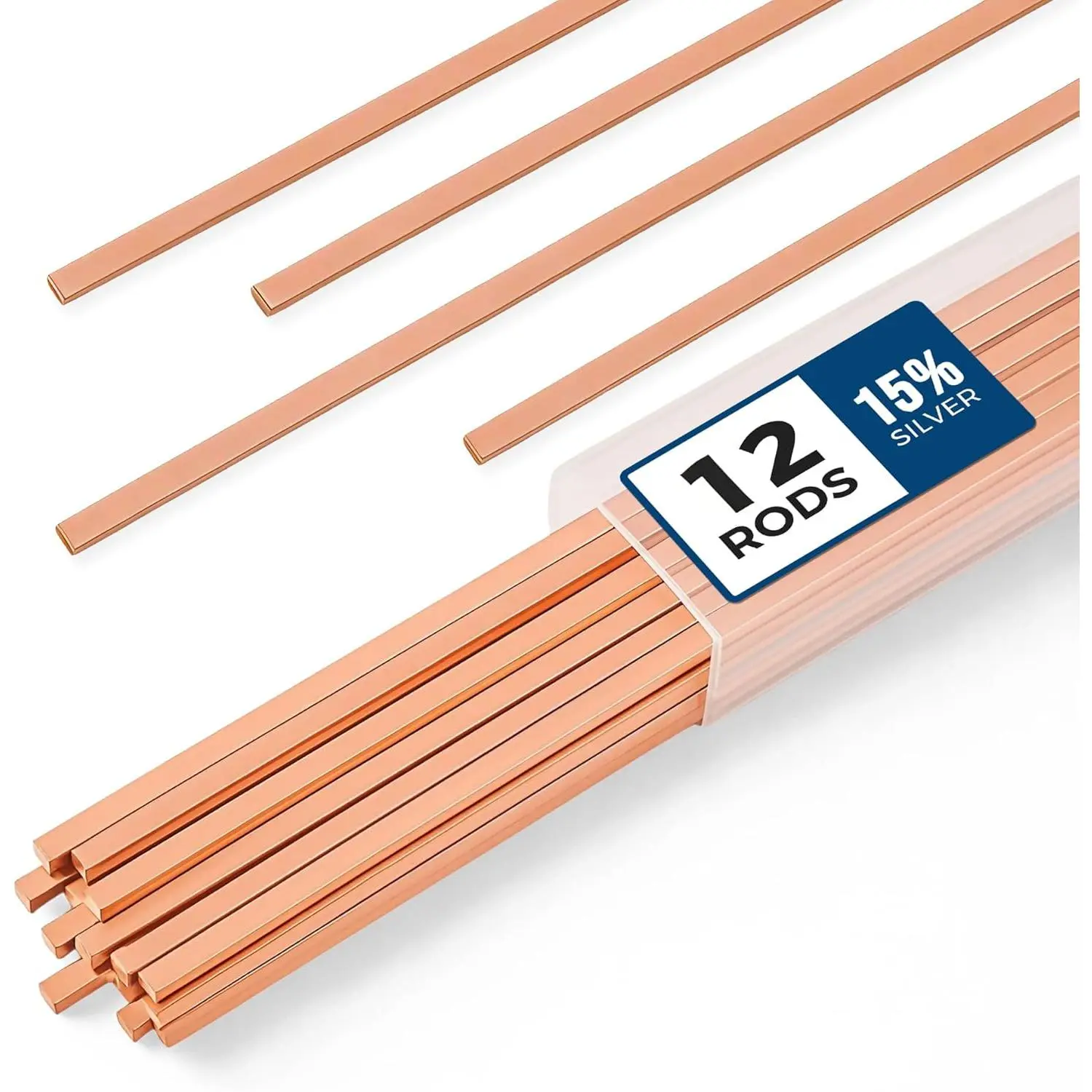 12-Count AWS BCuP-5 Copper-Phos Brazing Rods, 15% Alloy Flat Shape High Thermal Welding Rods (0.050"x1/8"x10") for HVAC Pros, Refrigeration Applications