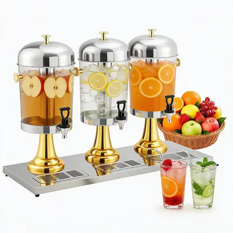 Hosslly Commercial Stainless Steel Party Beverage Dispenser Equipment - 2.2/4.4 Gal Options with Ice Core, Stand - Durable Stand-Alone Drink Station Maintains Freshness Water Coolers & Dispensers for Catering