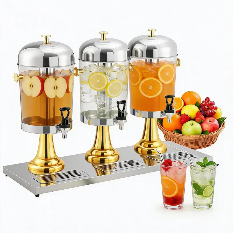 Hosslly Commercial Stainless Steel Party Beverage Dispenser Equipment - 2.2/4.4 Gal Options with Ice Core, Stand - Durable Stand-Alone Drink Station Maintains Freshness Water Coolers & Dispensers for Catering