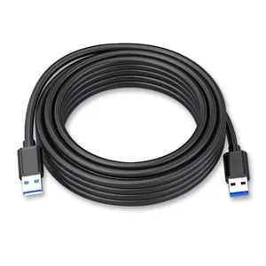 USB A to A : Heavy-Duty 7  USB 3.0  USB A to USB A USB Male to Male Double End USB to USB Cord Compatible with Hard Drive Enclosures, Laptop Cooler and  (7ft - Black)