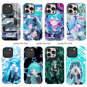 Cyberpunk Cool Collage Hatsune Miku Dual Phone Cases For iPhone 17 16 15 14 13 12 Promax Pro Plus Air 2-IN-1 Anti-Drop Cover Trendy Luxury Aesthetic Shells Daily Accessory Gift