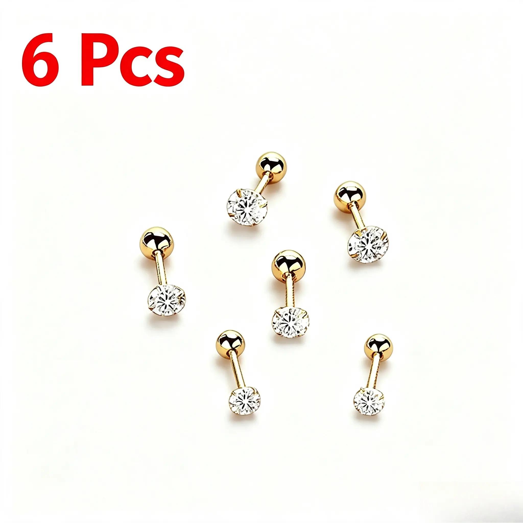 Elegant Cubic Zirconia Cartilage Stud Earrings - Stainless Steel Screw Back Stainless Steel Jewelry, Minimalist Small Piercing Earrings For Daily Wear, Casual Occasions