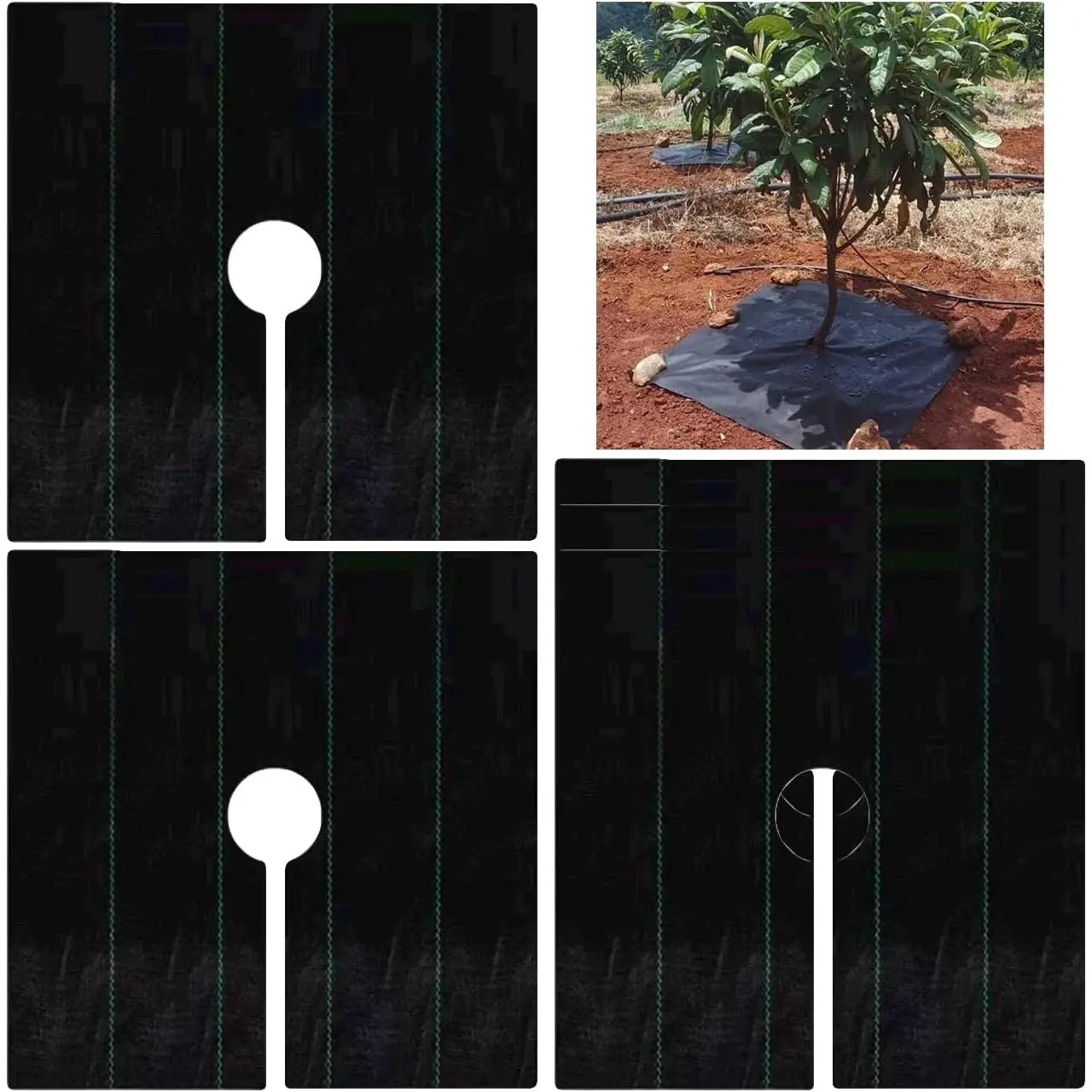 5 Pack Tree  Protector Mat Mulch Ring Pre-Cut Weed Barrier Landscape Fabric Garden Cloth Tree Ground Cover for Weed Control Around Trees Root Protection Newly Planted Fruit Tree