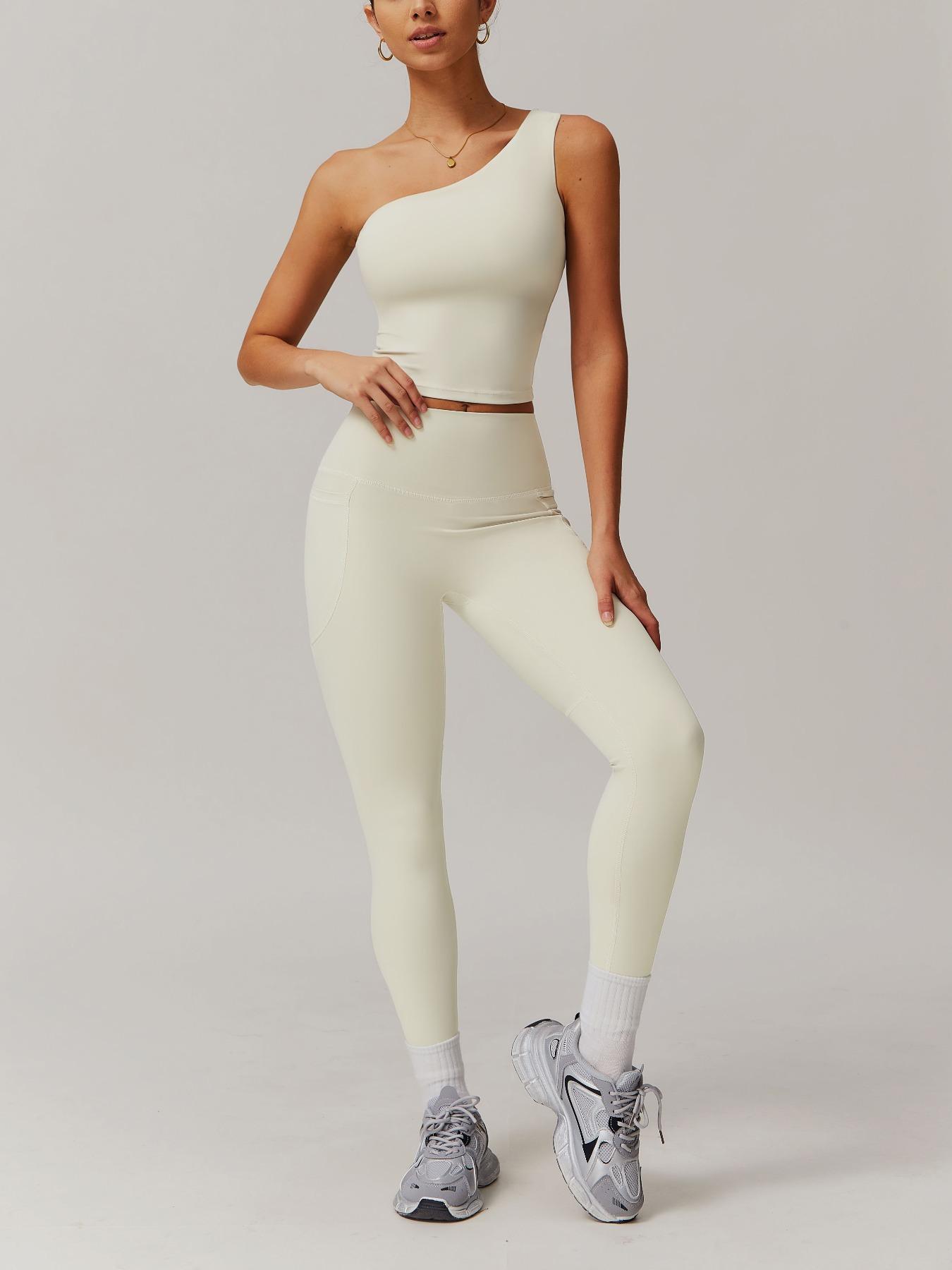 Women's Solid Crop Top & Leggings Tracksuit Set, Casual Breathable Sportswear Set for Workout Running, Ladies Sportswear for All Seasons, Activewear, Yoga Wear, Workout Clothes Women, Sweatsuit Sets