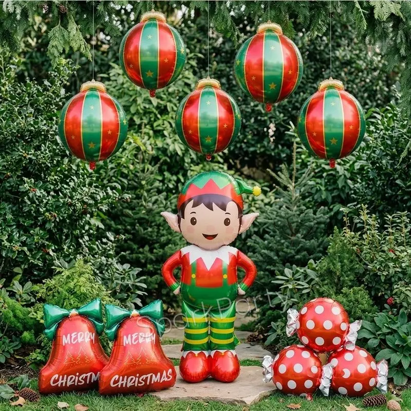 11pcs Elf Post Office Party Decoration Balloon Set, Christmas Balloons, Outdoor Indoor Winter Festival Decorations