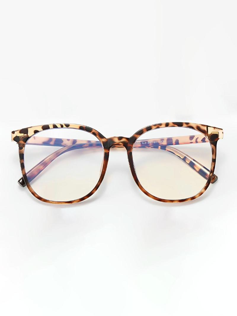 Trendy Leopard Pattern Frame Eyeglasses, Fashionable Blue Light Blocking Glasses for Women & Men, Eyeglasses for Work, To Match Daily Outfits, Perfect for Student Daily Use