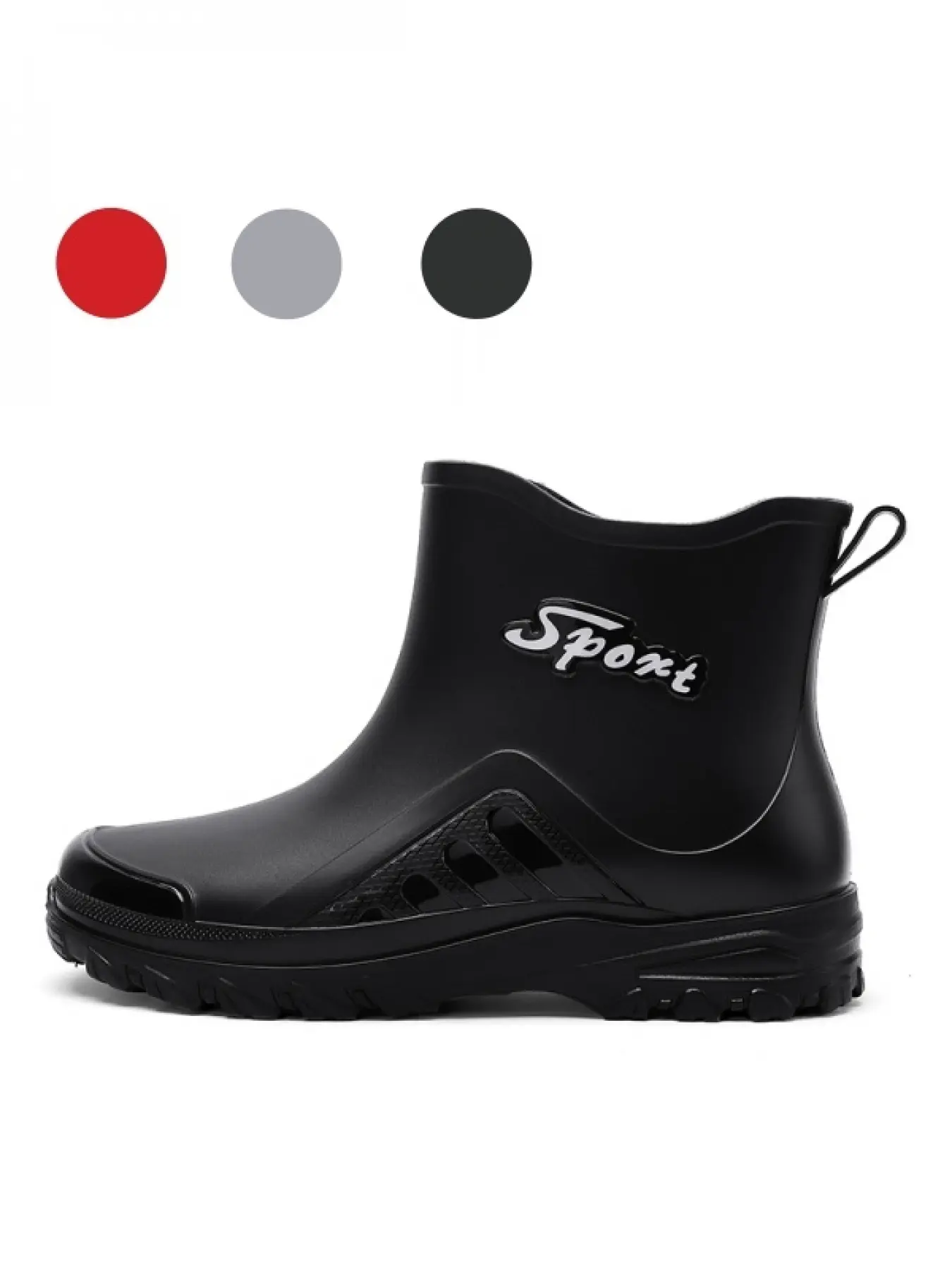 Men's Short-tube Integrated Waterproof Rain Boots, Deep Grain Anti-slip Gripping Outsole with Pull Tab, Lightweight Rubber Footwear for Daily Rain Commute, Fishing & Car Washing, Rain Shoes