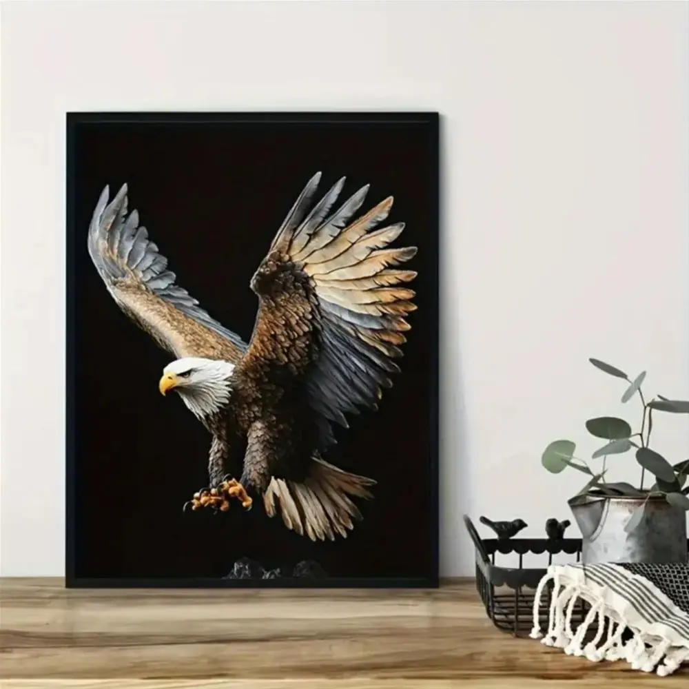 1 Piece Soaring Eagle Canvas Art Print, Symbol of Freedom and Power Wall Mural, Inspirational Home Art, Contemporary Gallery Decor, Warm Tone Painting, Dining Room Wall Art, Wall Decor for Living Room, Bedroom and Study, Framed or Unframed.