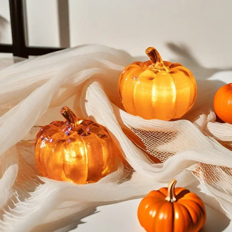 Halloween Glowing Pumpkin Lantern, LED Pumpkin Decoration for Desktop, Perfect for Party Scenes, Autumn Festival Decorations