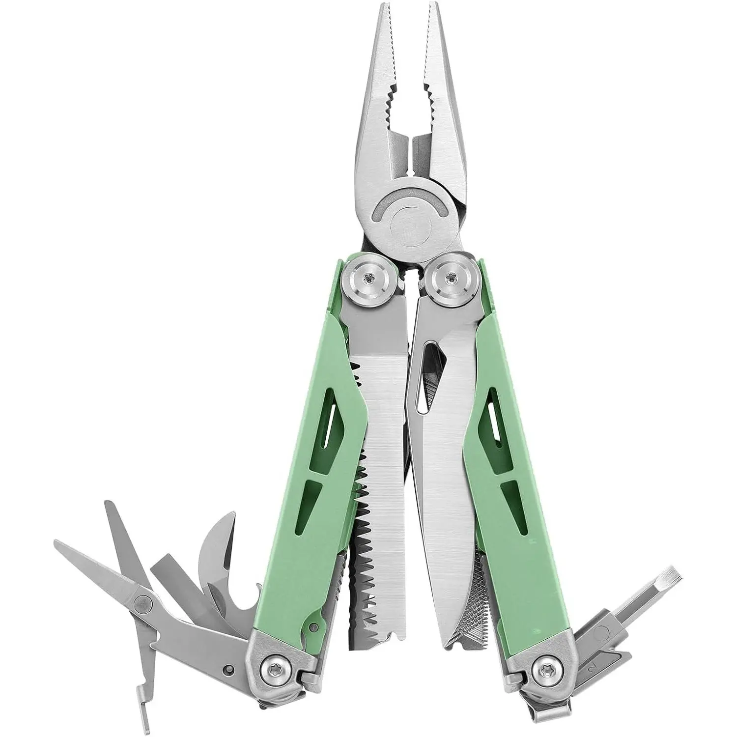 Multitool, 21-in-1 Multi Tool Pliers with Safety Locking and Spring-Action , Heavy-duty Stainless Steel Multi-tool Set with Nylon Sheath for Work, , Garden, DIY & Auto, Mint Green