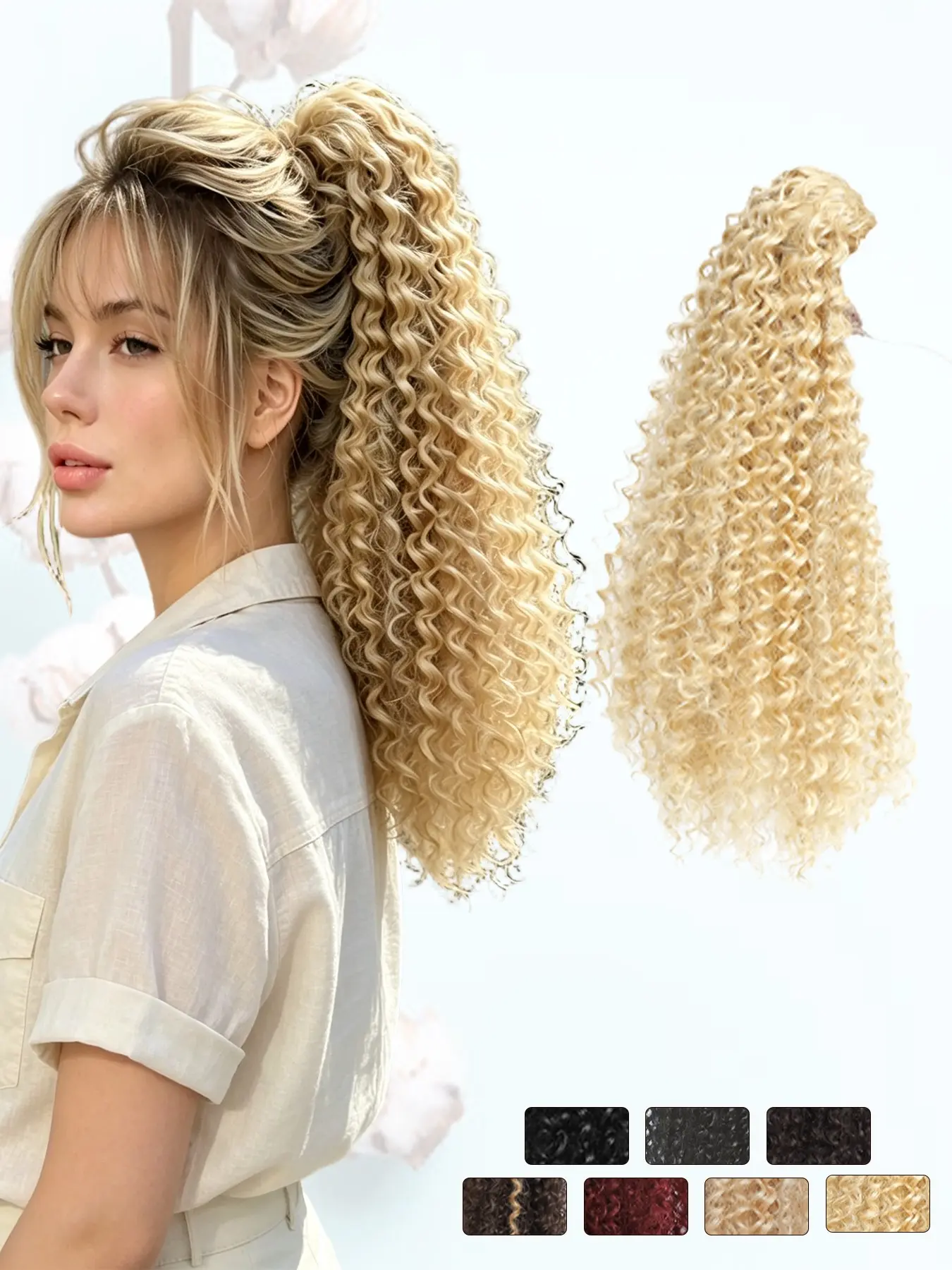 KAIRIYA 18" Drawstring Curly Ponytail: Yaki Textured Wavy Synthetic Hair, Secure One-Pull Drawstring, Lightweight Natural Fluffy Hairpiece for Women Daily Extended Comfort & Versatile Multi-Occasion Styling
