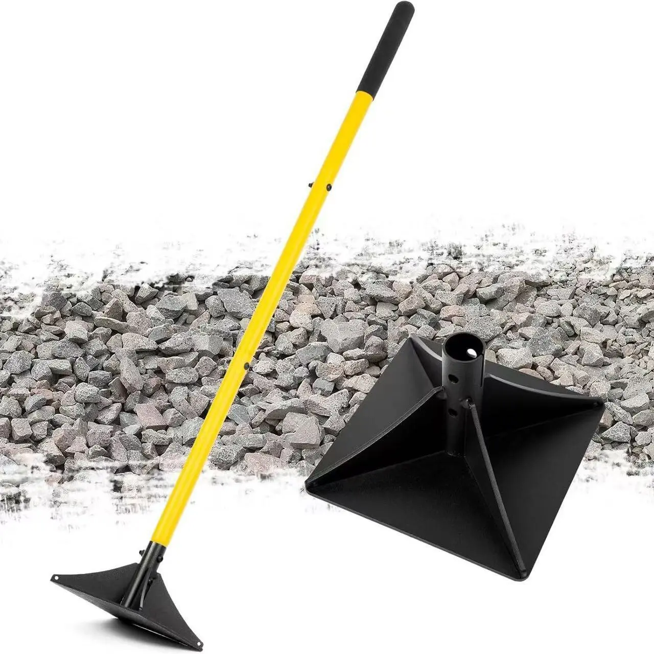 Steel Manual Compacting Tamper Tool with 48 Inch Adjustable Extended Handle And Shock-Absorbing Non-Slip Grips, Hand Soil Gravel Compactor for Garden And Yard, Ground Leveling Rammer for Paver Installation