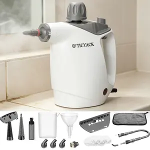 White Handheld High Heat Stain Removal Device, 500ml Capacity Tank with 16-Piece Accessory Set & Safety Lock, Versatile Deep Care Tool for Household Tile Grout, Floors, Bath Windows and Auto Interior