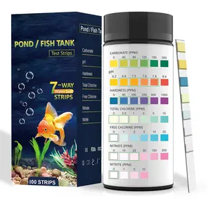 Aquarium Test Kits(100 Strips)-7 in 1 Fish  Water Freshwater&Saltwater Quality Test with pH, Carbonate, Alkalinity, Hardness, Chlorine, Nitrite, Nitrate