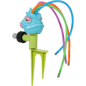 Water Sprinkler for Kids, Piranha Toddler Outdoor Toys with 4 Wiggle Tubes and Hose Clamp, Outdoor Play Toys Spray Up to 8ft, Summer Water Toys Sprinklers for Yard Lawn Garden Pool, Bluefidget toys