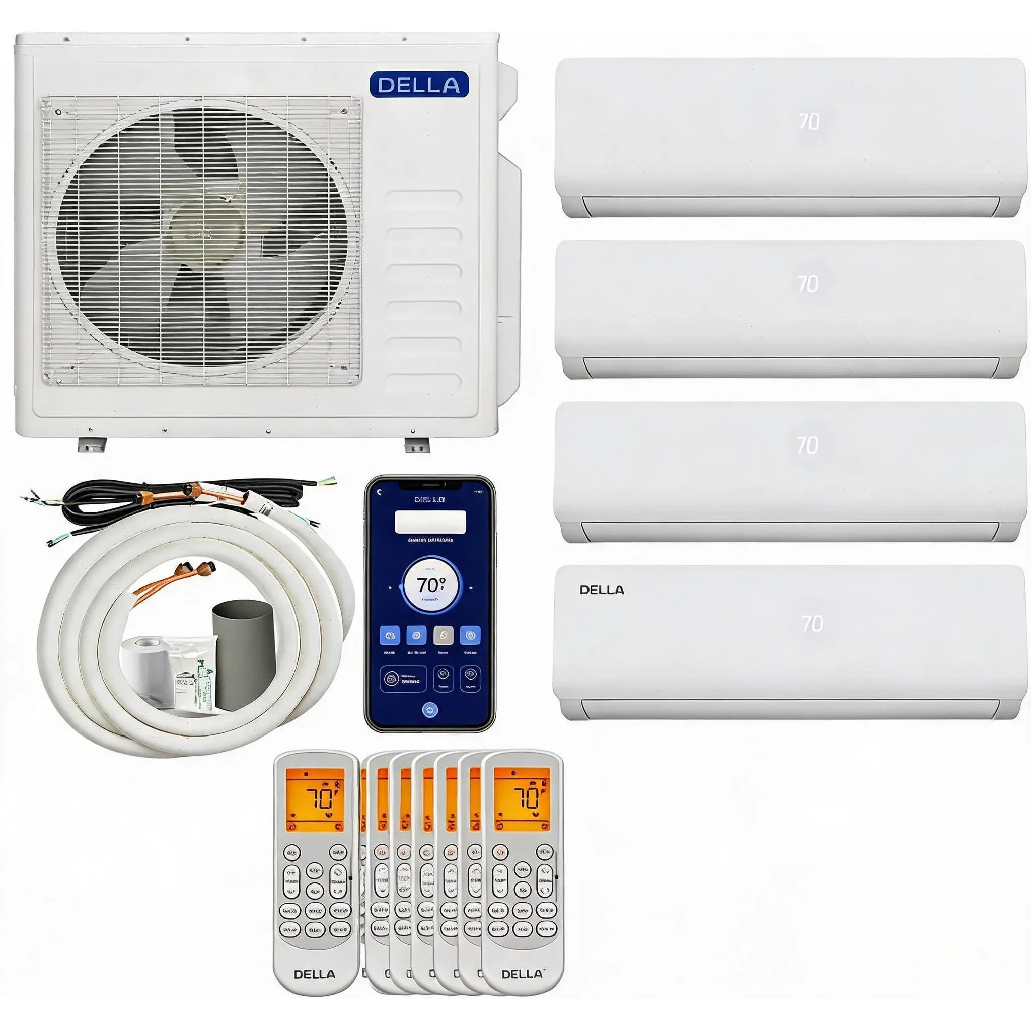 Garvee 35000 BTU 4 Zone Mini Split Ductless Air Conditioner, 22.5 SEER2 Multi-Zone WiFi Enabled Heat Pump with R454B Refrigerant, 208-230V US Standard Complete Installation Kit
