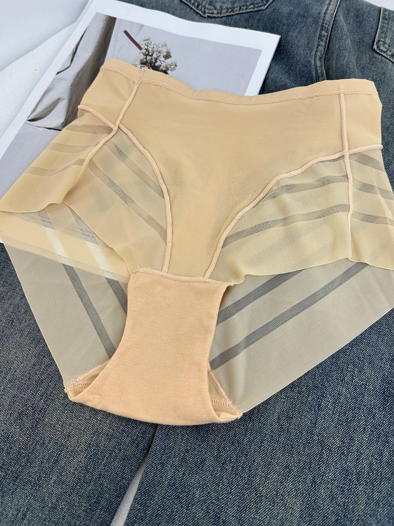 Women's Casual Breathable Contrast Lace Underwear Set, Comfortable Natural Waist Design, Thin Fitted Panties for All Seasons, Lady