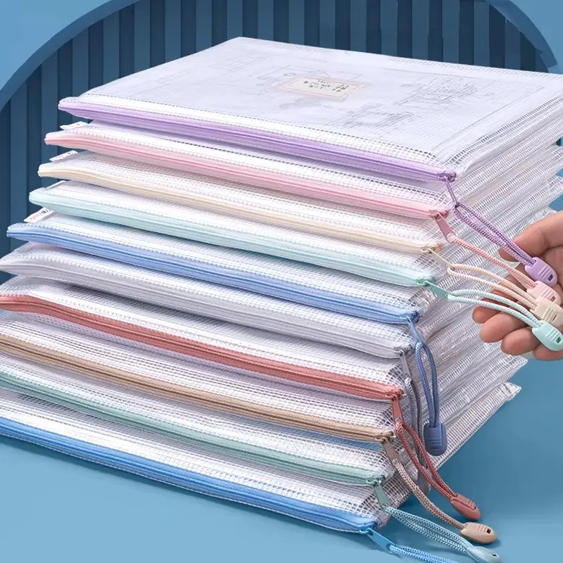 A4 Waterproof Mesh Zipper File Bag | Document Organizer Pouch for School, Office, Travel & Paper Storage
