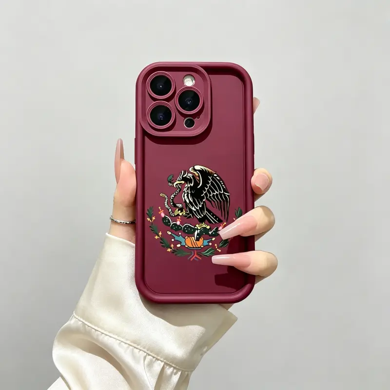 Mexican Eagle Emblem  Case, Vintage Cultural Crest Design Phone Case for  17 Air 16 Pro Max 15 14 Plus 13 12 11 Plus XR XS  Galaxy S26 Ultra S25 Ultra S24 S23 S22, Shockproof Durable Protective Cove