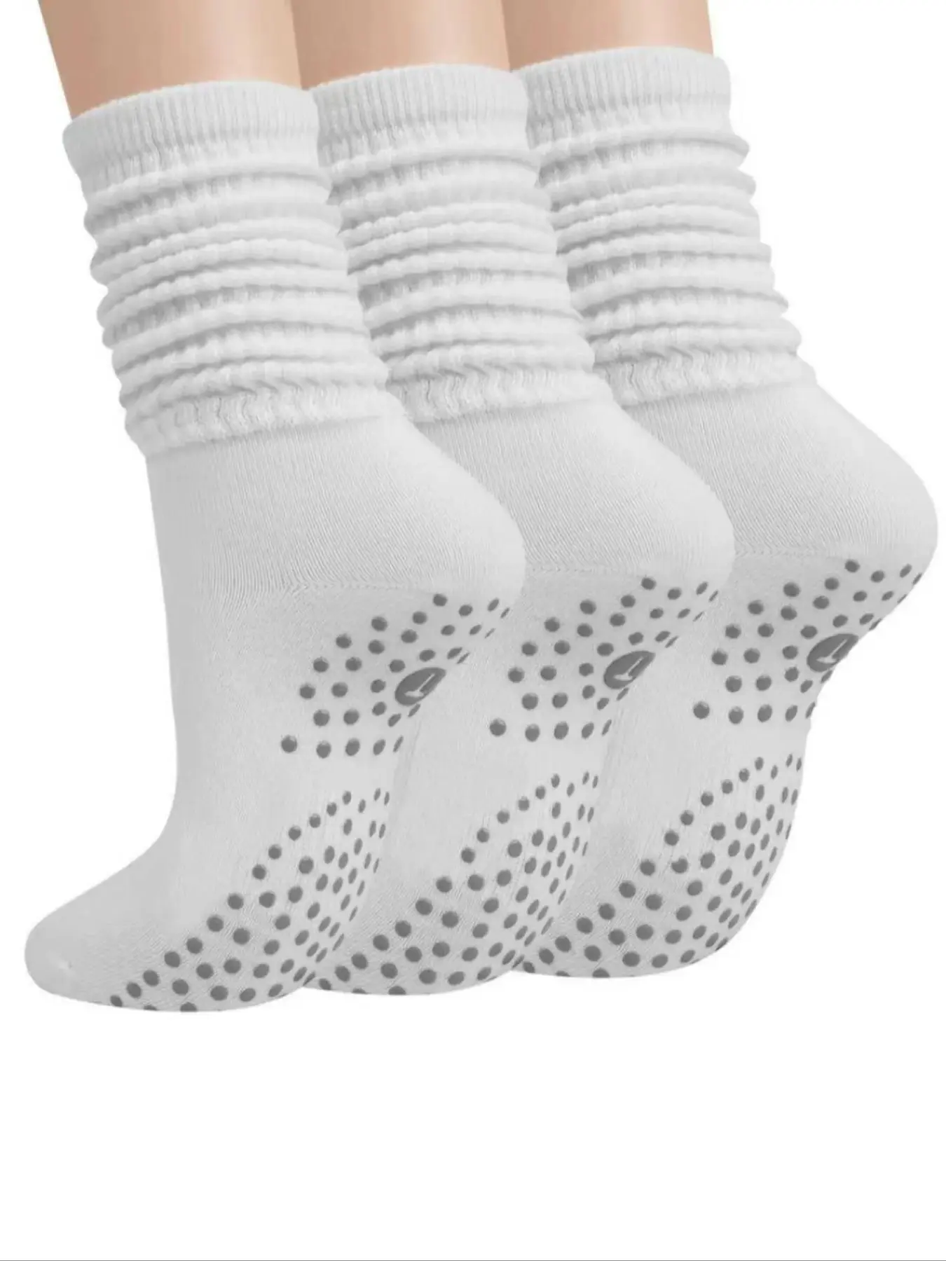 3 Pairs Women's Anti-Slip Durable Mid-Calf Socks, Comfortable and Long-Lasting Footwear, Ideal for Daily Wear and Outdoor Activities