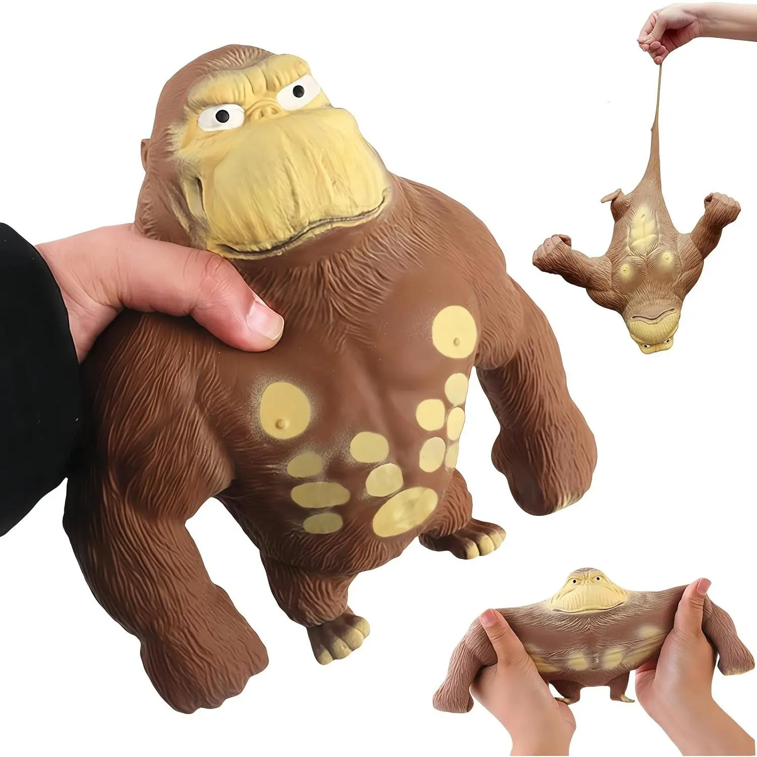Squeeze Toy Stretchy Glue-Sand Filled Rubber Gorilla & Squishy Monkey Toy - Elastic Stretchable Decompression Stress Relief Toy for Adults and Children with Autism, Christmas Gift (Medium Edition)