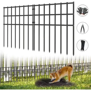 10 Pack Garden  Barrier Fence, 17in H x 10.8ft L, Black Modern Steel Garden Fence Panels