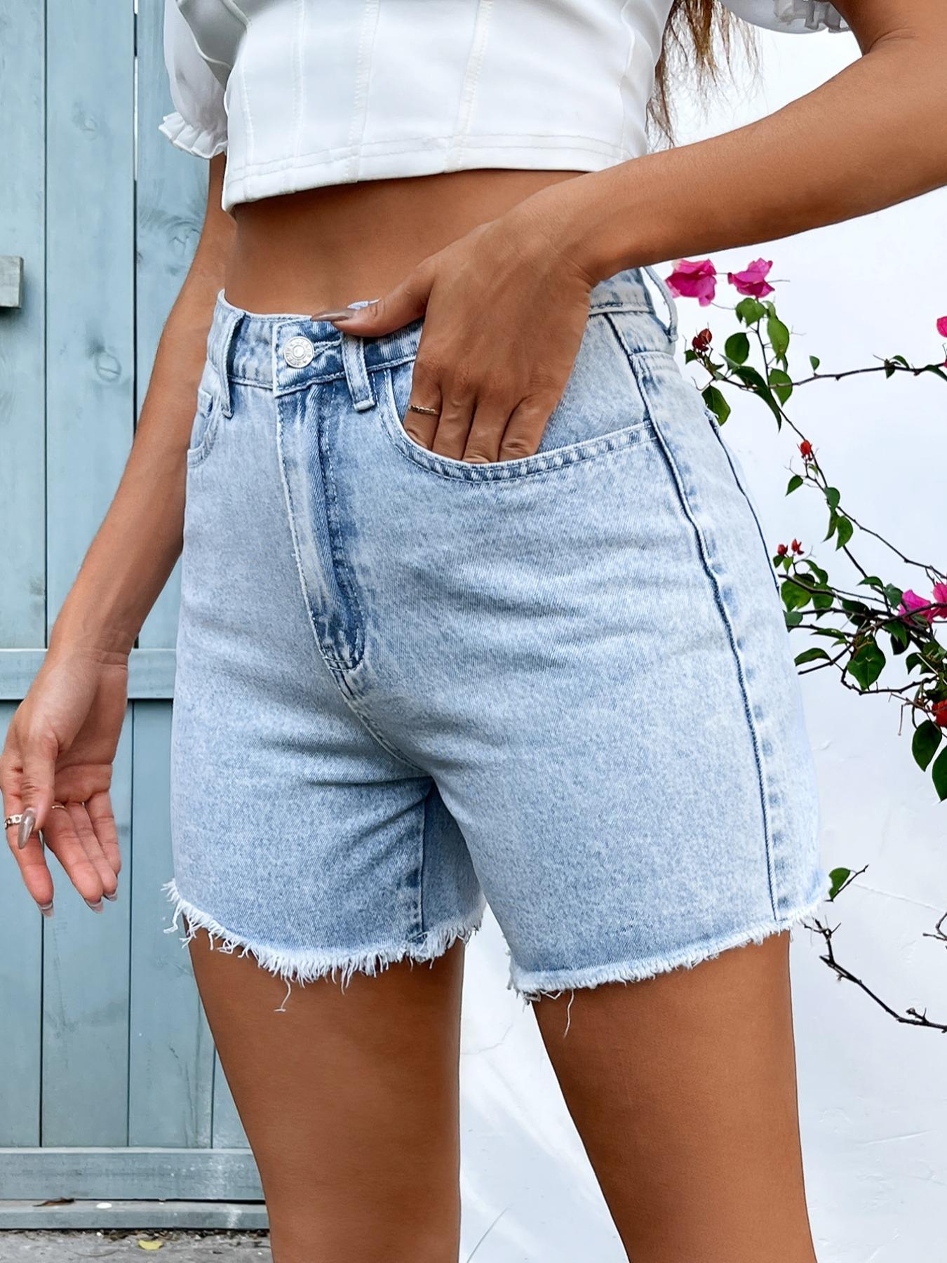 Women's Denim Shorts, Fashion Casual High Rise Shorts for Daily Outdoor Wear, Ladies Bottoms for Summer