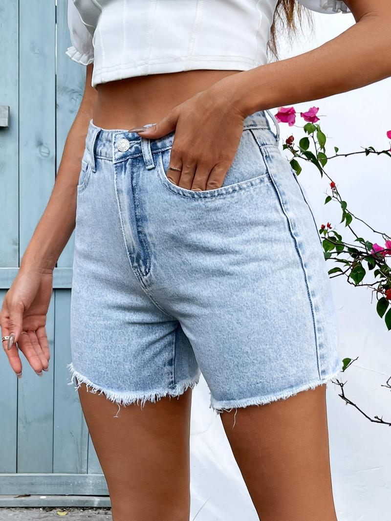 Women's Denim Shorts, Fashion Casual High Rise Shorts for Daily Outdoor Wear, Ladies Bottoms for Summer