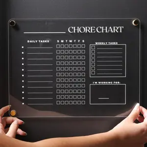 Chore Chart for Refrigerator, Transparent Clear Dry Erase Checklist Board for  and Family,  Weekly Schedule Planner and to-Do List for , Fridge, Office, (9''x12)