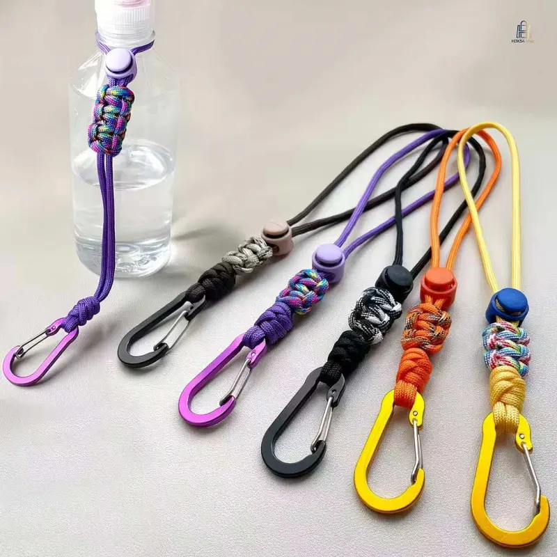 Tactical Carabiner Hook, Trending Stainless Steel Clip, Adjustable Wrist Lanyard Anti-lost Keychain, Water Bottle Buckle, Sturdy Outdoor Gear Accessory for Camping Travel Daily Carry