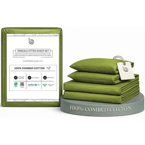 Percale  Sheet Set  Size, 3-,  Combed  Sheets, Crisp & Cool, 15 in Deep-Pocket Fitted Sheet, 1 Flat Sheet & 1 Pillowcase with Zee Hem