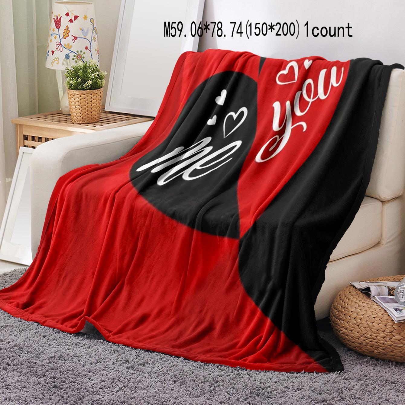 Heart Pattern Blanket, 1 Count Soft Comfortable Air-conditioned Room Throw, Warm Nap Blanket for Home & Office & Travel
