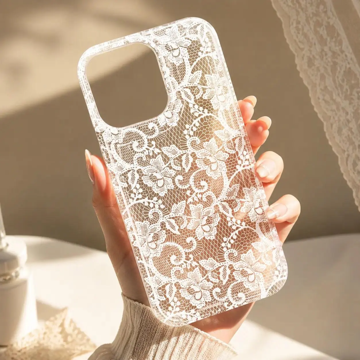 Women's Smartphone Case, Lightweight protective cover, Protective Casing, Romantic Lace Pattern Soft Transparent Air Cushion for Girls Anti-Slip Design Fits iPhone 17 16 15 14 13 12 11 Pro Max Plus Air Engagement gift, bride-to-be, Phone Shell
