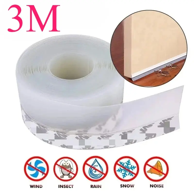 Adhesive Weather Stripping Draught Excluder Insulation Tape for Doors, Windows, Shower Sealing