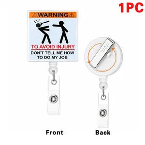 Warning To Avoid Injury Badge Reel, 1 Count Funny Badge Reel, Cute Badge Reels, Badge Reel, ID Holder, Retractable Badge, Nurse Badge Reel, Retractable Badge Holders