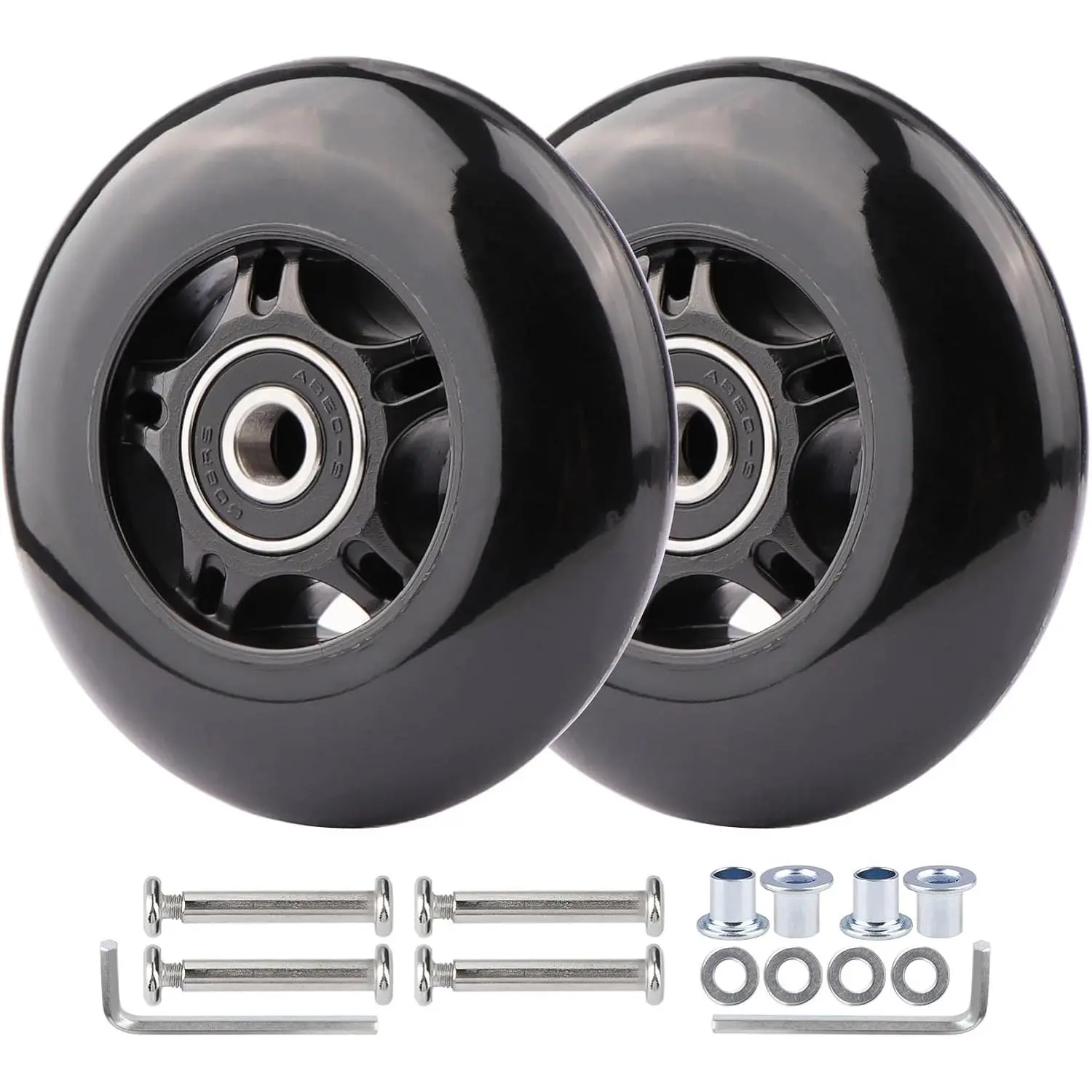 2-Pack PU Luggage Suitcase  Wheels Repair Kit w/ABEC-7 Bearings and 6mm Axles for Trolley Carry- Roller Travel Bag (80 * 24mm)