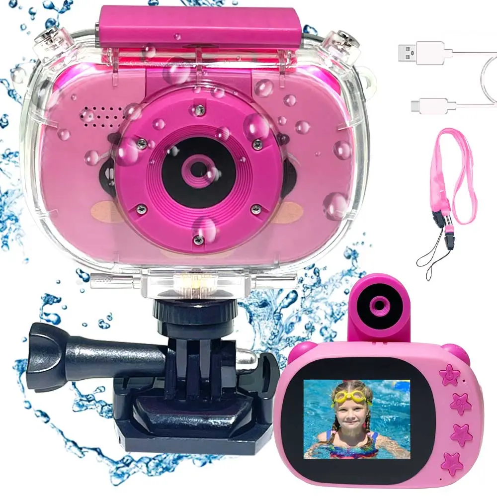 Waterproof Camera for Kids - Kids Underwater HD Digital Camera, Portable Kids Travel Toys, 180° Rotating Lens Selfie Camera - Ideal Christmas Birthday Gift for Boys and Girls aged 4-12 years old