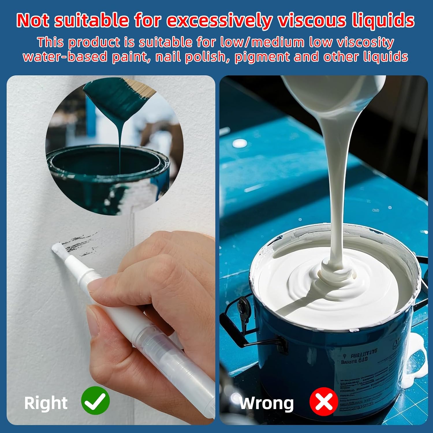 Fillable Touch Up  Pen, Refillable  Brush Pens, Touch up  pens for Walls -  Floors, Windows, Furniture, Kitchen Cabinet, Suitable for Any Repair(3 Pack)