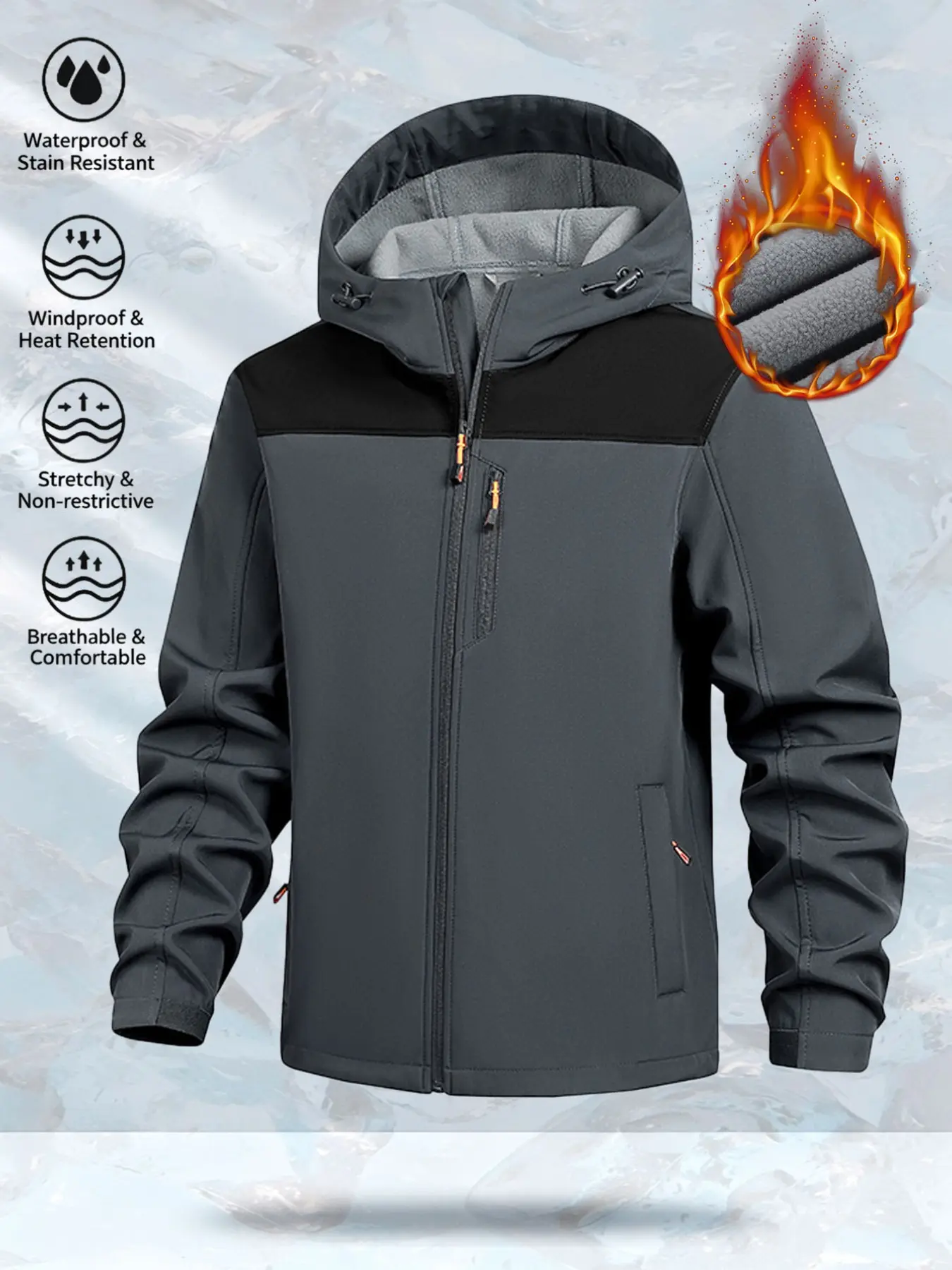 Patchwork Windbreaker Jacket, Casual Loose Fit Outdoor Coat, Outerwear, Warm and Waterproof, Perfect for Cold Weather, Comfortable and Stylish