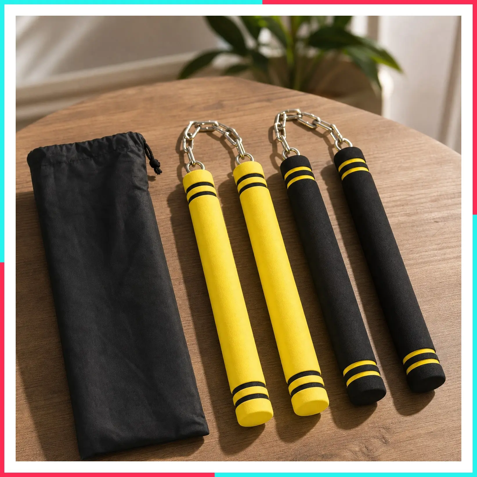 Safe Foam Rubber Training Nunchucks with Steel Chain for Kids, Adults & Beginners - Practice and Training