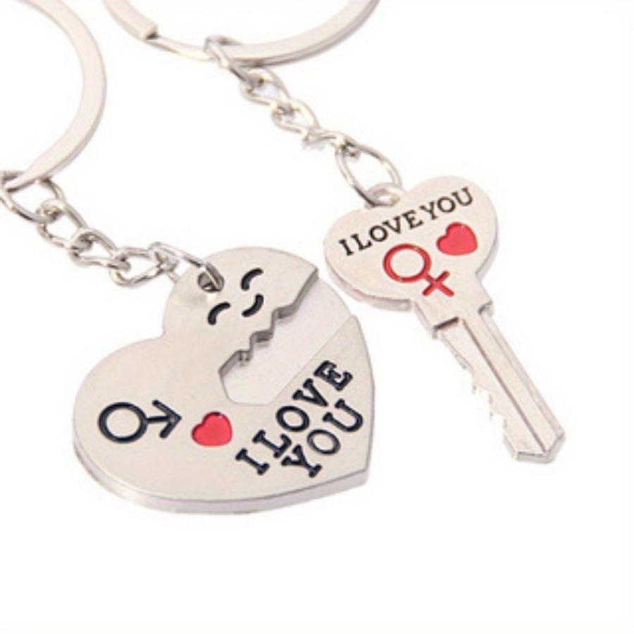 2pcs Set Men Women Cute Heart Key Keychain Couple Key Ring Lovers Key Chain Jewelry Accessory Gift