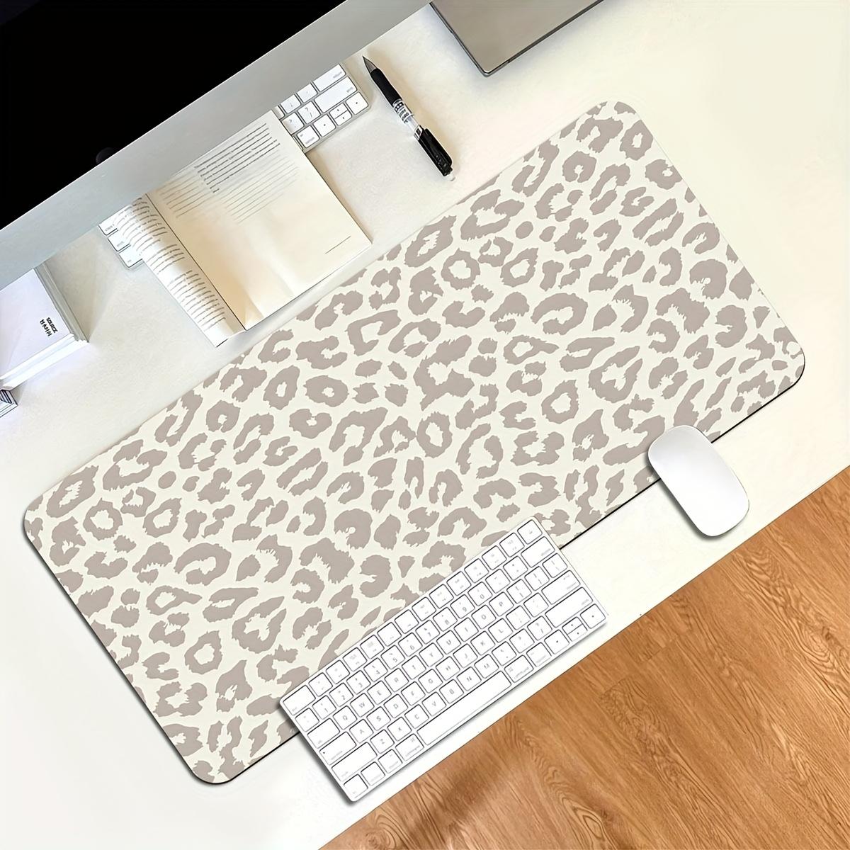 XL/XXL Computer Keyboard And Mouse Pad, Beige And Brown Leopard Print ...