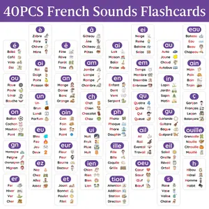 40pcs French Sounds Flashcards, Educational French Alphabet Pronunciation Learning Cards, Foreign Language Learning Materials for French Learners, Ideal for Homeschool and French Teaching Supplies