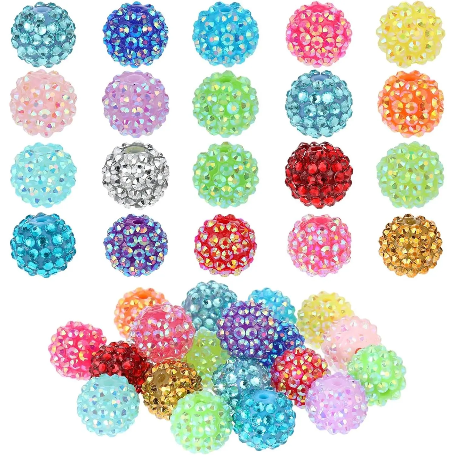 Rhinestone Beads for Beadable Pens 20 count  Color Glitter  Candy Spacer Beads for Pens 16mm Bubblegum Bead for DIY Bead Pen Making